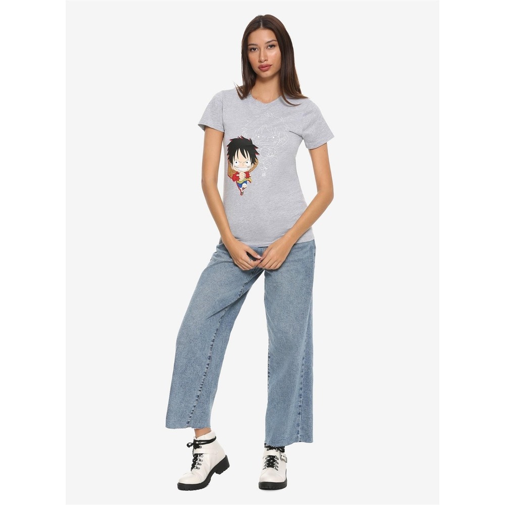 Official One Piece MONKEY D LUFFY Gray  Unisex T-Shirt Size S‎